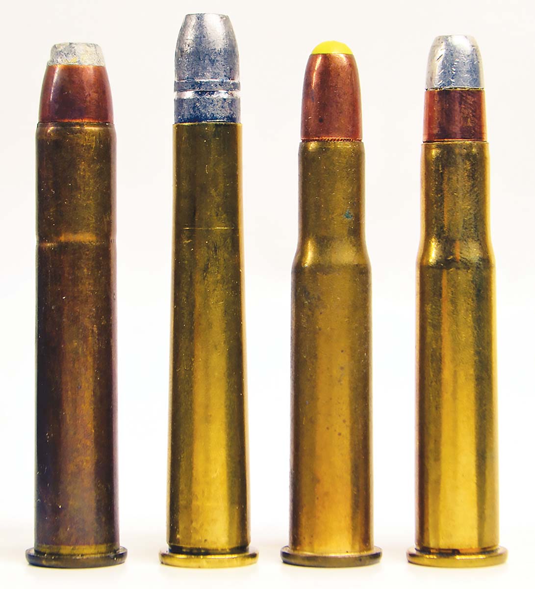 Left to right: the 38-55 and its extended family: 38-55, 32-40, 30-30 Winchester and 32 Winchester Special.
